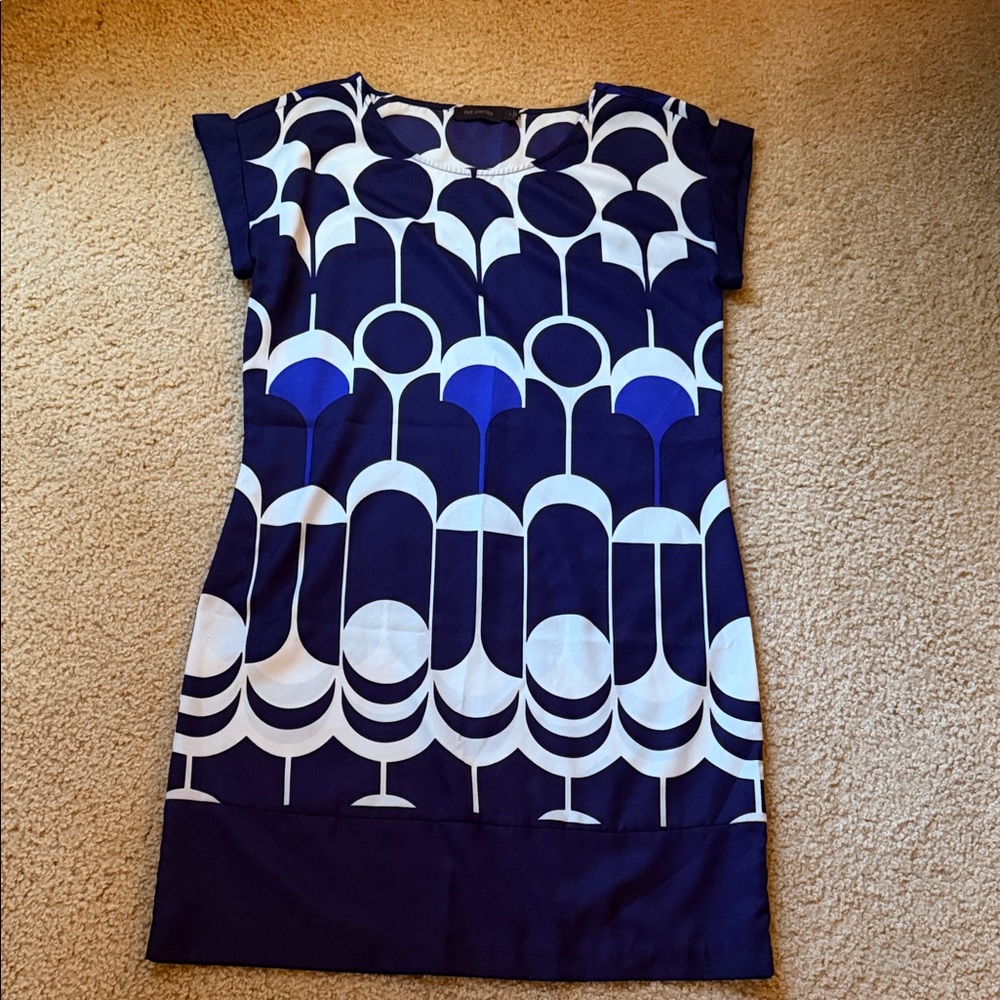 The Limited Navy and White Geometric Mini Shift Dress